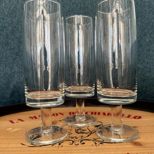 3 Luminarc France Crystal Champagne Flutes-Spritzer Glasses/French Cavalier Pattern/Modern Long Flute Footed Champagne Glasses/Sold as a Set