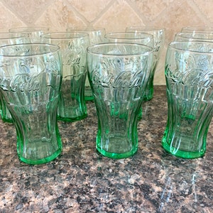 Vintage Libbey Coca-Cola Glasses/Retro Restaurant Green Glass Coca-Cola Tumbler Glasses/Collectible Coca-Cola Soda Glasses/Price per Glass image 8