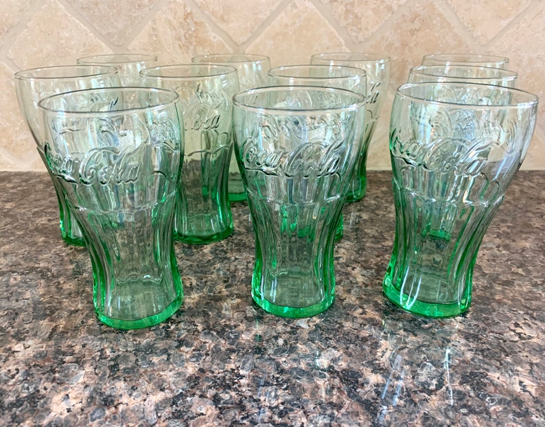 Vintage Libbey Coca-Cola Glasses/Retro Restaurant Green Glass Coca-Cola Tumbler Glasses/Collectible Coca-Cola Soda Glasses/Price per Glass image 8