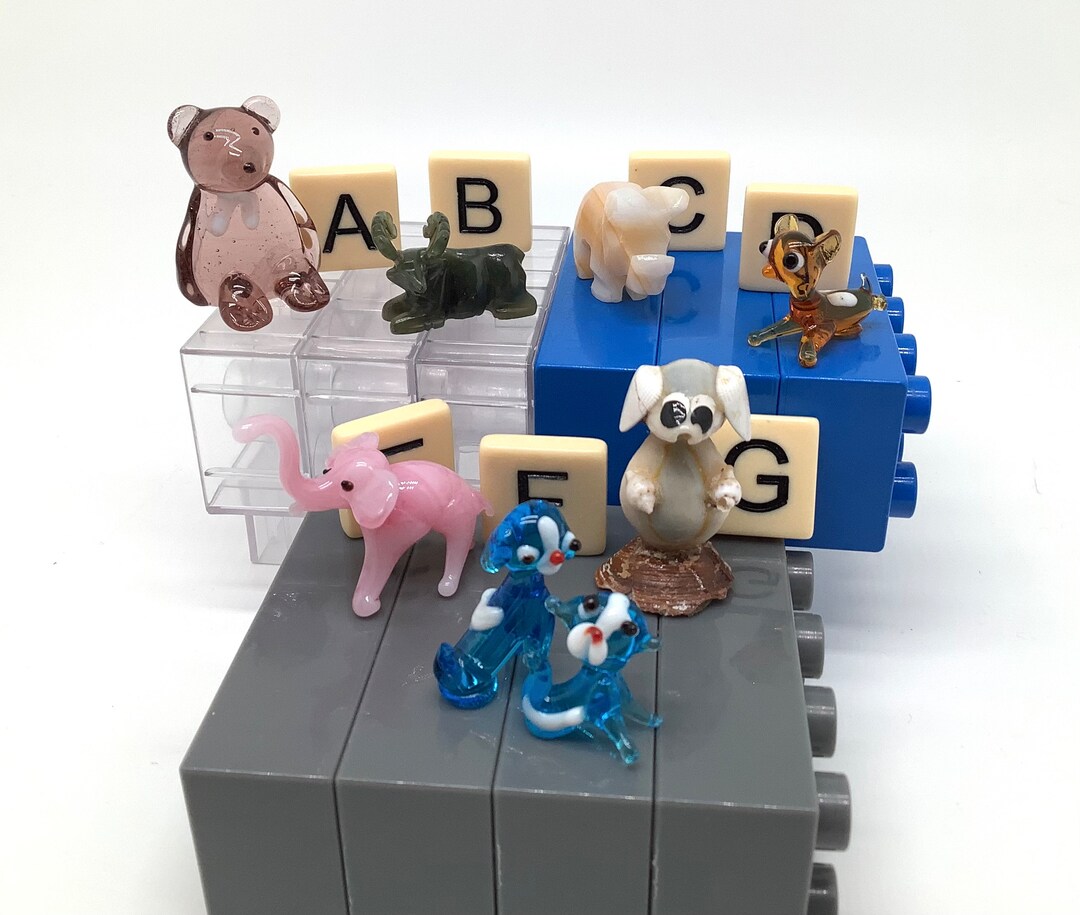 Miniature Glass Stone Animal Figurines Glass Teddy Bear/green Moose