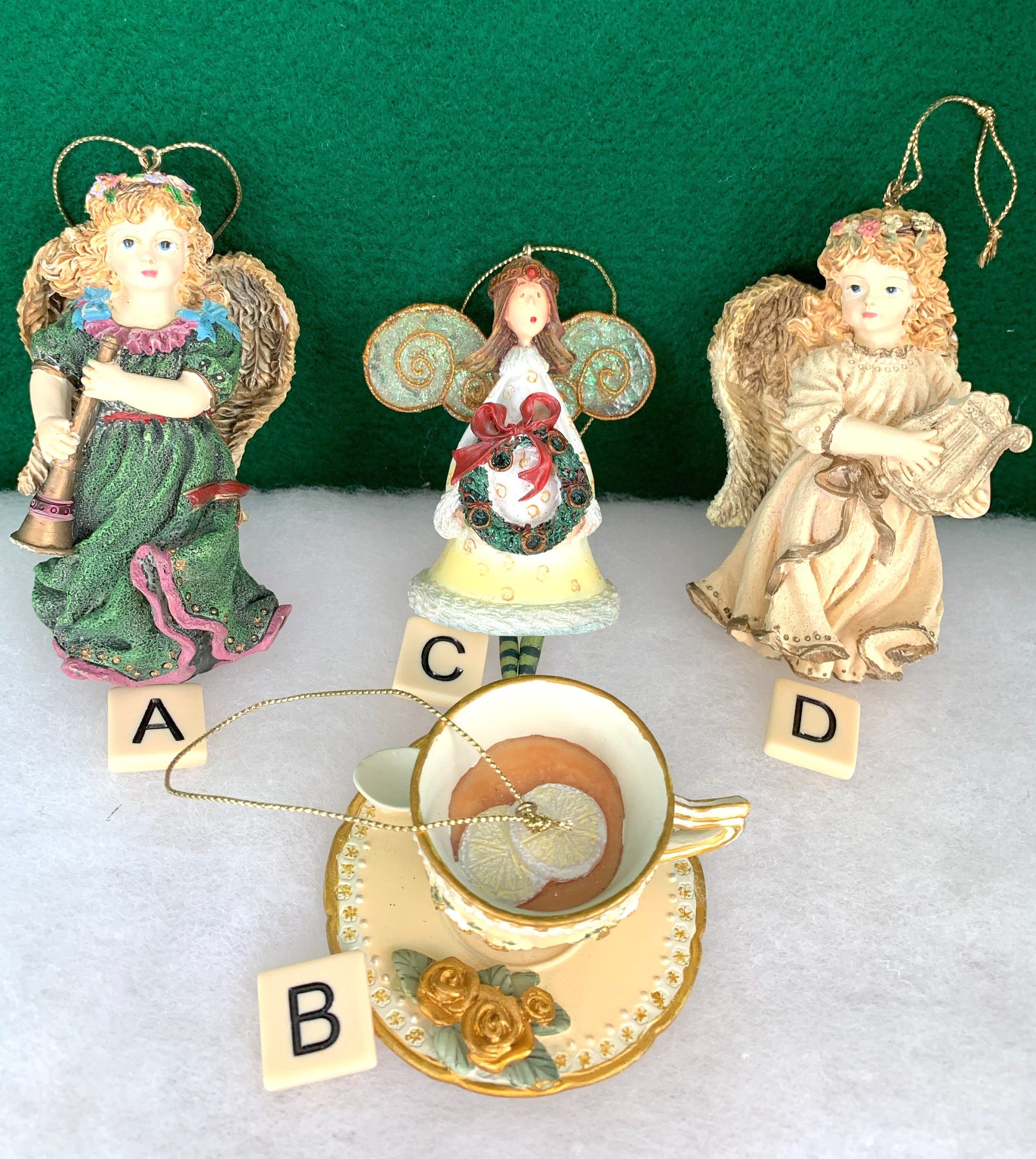 Vintage Victorian Ornaments/victorian Music Angel Ornaments With Lyre