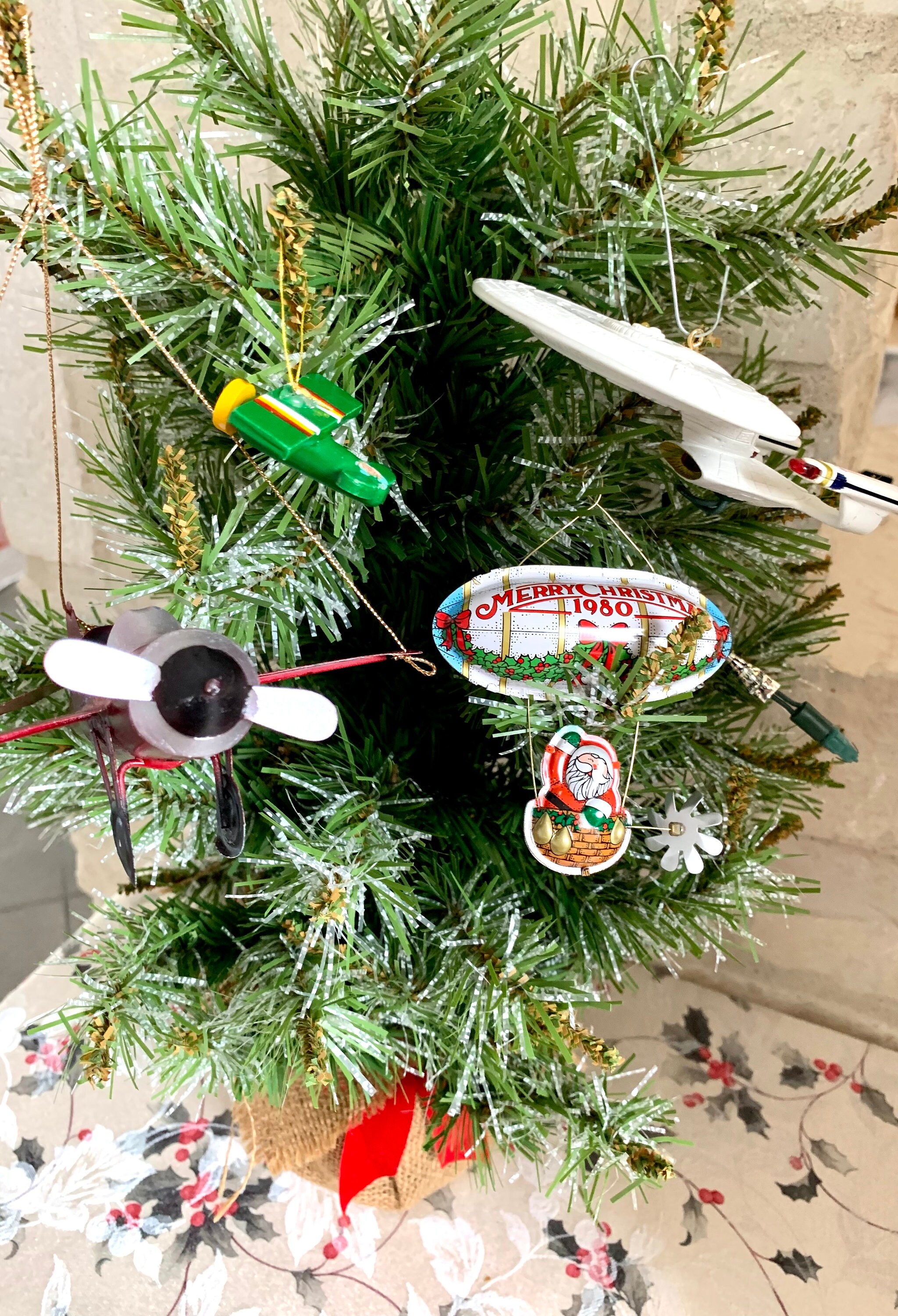 Vintage Airplane Ornaments/hallmark Santa's Flight Dirigible/red Metal