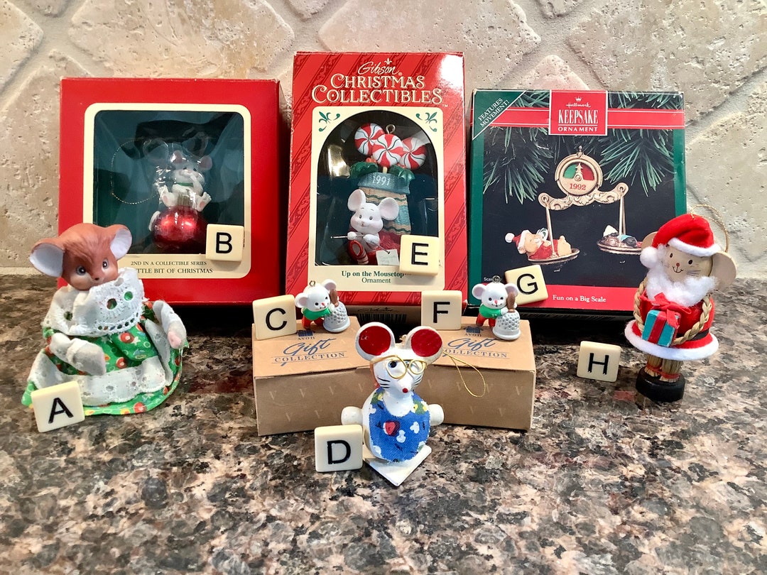 Vintage Mouse Ornaments/gibson Mouse on Ball/grandma Mouse/avon Jingles
