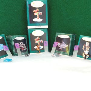 Hallmark Miniature Keepsake Ornaments: Vintage Train, Car, Airplane, Nutcracker