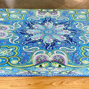 Vintage Boho Paisley Tapestry: Tablecloth, Wall Hanging Bedspread, Star, Flower Design (57" x 87")
