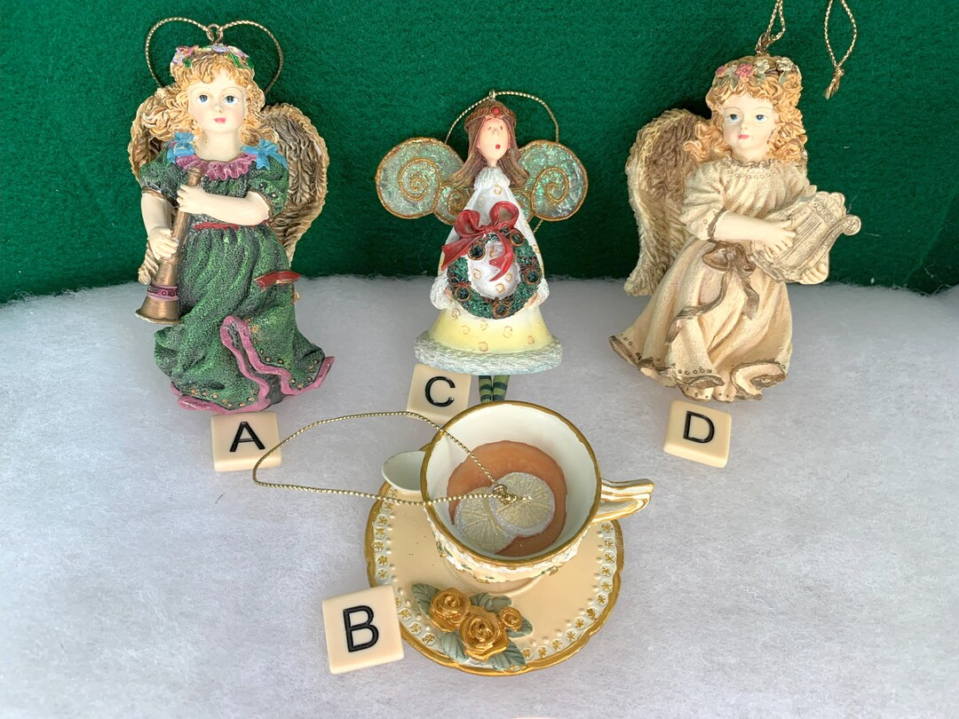 Vintage Victorian Ornaments/victorian Music Angel Ornaments With Lyre