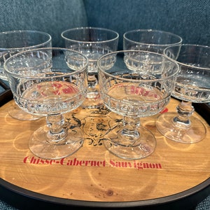 Vintage Luminarc Champagne Sherbert Glasses/Set of 6/French Pressed Glass Crystal Dessert Champagne Glasses/Never Used/Price per Set