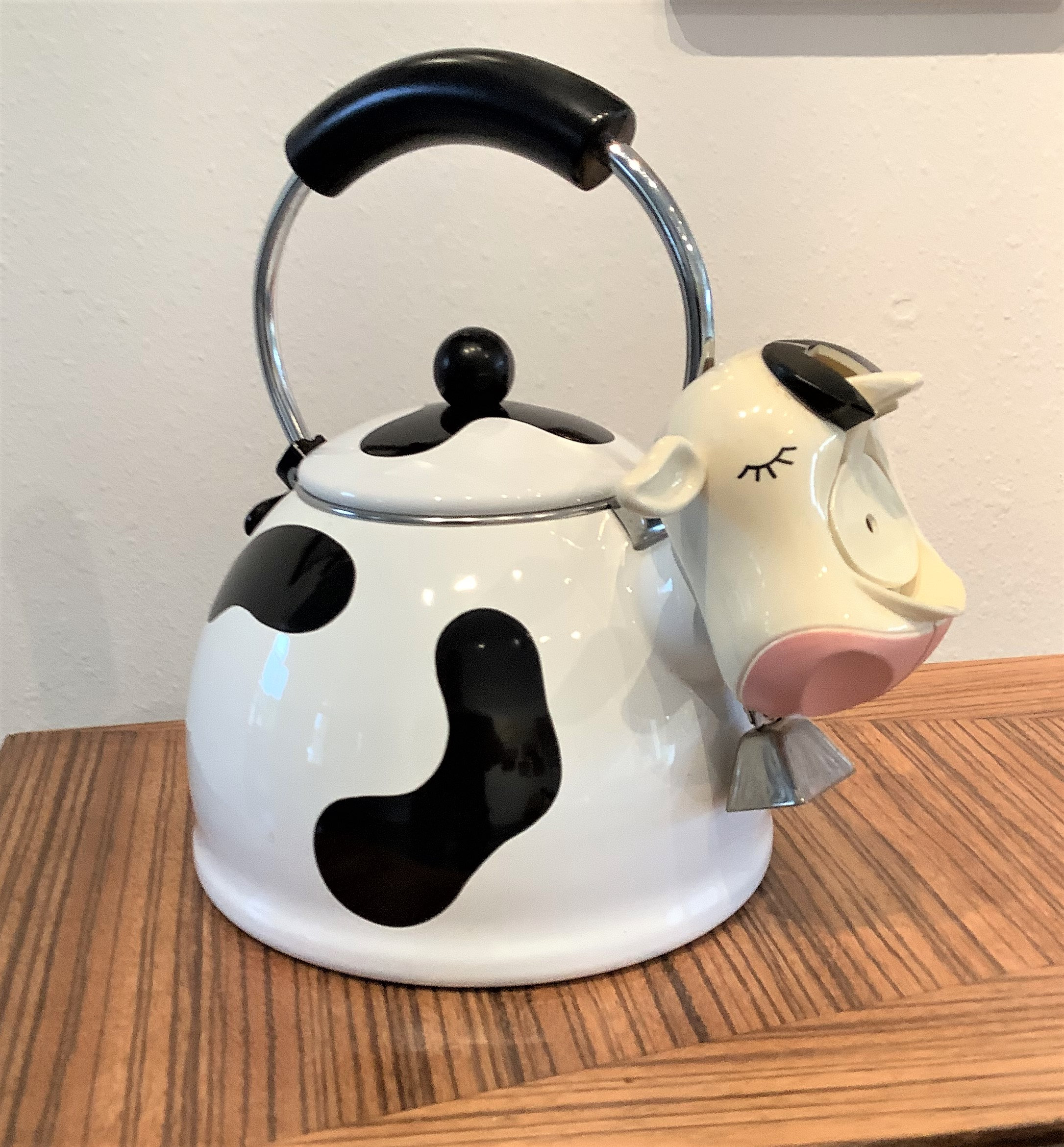 Holstein Cow Whistling Tea Kettle Vintage 1992 Kamenstein