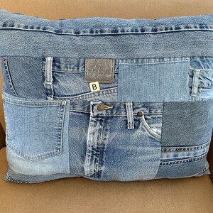 Handmade Vintage Blue Jean Pillow: Upcycled Denim Patchwork - Etsy