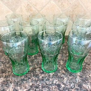 Vintage Libbey Coca-Cola Glasses/Retro Restaurant Green Glass Coca-Cola Tumbler Glasses/Collectible Coca-Cola Soda Glasses/Price per Glass image 6