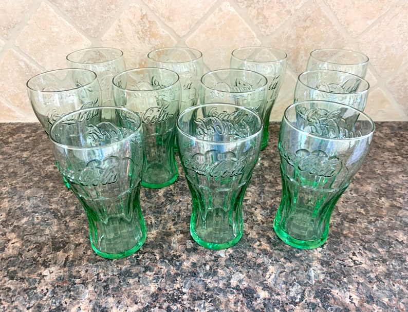 Vintage Libbey Coca-Cola Glasses/Retro Restaurant Green Glass Coca-Cola Tumbler Glasses/Collectible Coca-Cola Soda Glasses/Price per Glass image 6