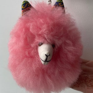 Fluffy Alpaca Keychain with Tribal Ears