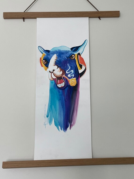 Hipster Llama Painting - Etsy