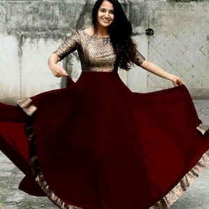 Party wear designer Gown with Lehnga Choli look.