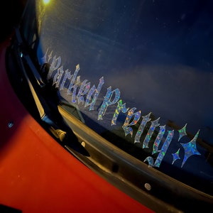 Parked Pretty Clear Holographic Vinyl Decal Banner | Windshield Banner | JDM Sticker