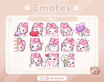 Pink Plush Bunny | Twitch Discord Emotes | Twitch Graphics