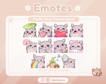 Fluffy Grey Forest Spirit | Twitch Discord Emotes | Twitch Graphics