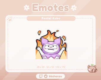 Burning Pastel Purple Plush Bunny | Twitch Discord Emotes | Twitch Graphics