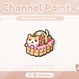 Strawberry Cat Basket Twitch Channel Points | Twitch Discord Icon | Twitch Graphics