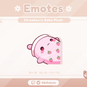 Ded Strawberry Boba Plush | Twitch Discord Emotes | Twitch Graphics