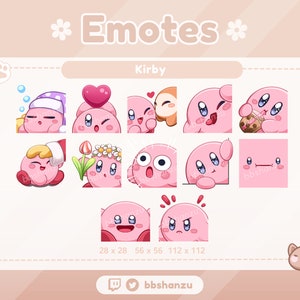 12 Pack KIRBY Twitch Discord Emotes | Twitch Graphics