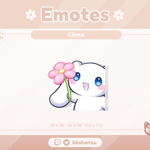 Flower White Plush Cinnamon Puppy | Twitch Discord Emotes | Twitch Graphics