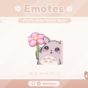 Flower Fluffy Grey Forest Spirit | Twitch Discord Emotes | Twitch Graphics