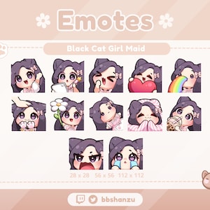 Empregada doméstica gato preto | Emotes de discórdia do Twitch | Gráficos Twitch
