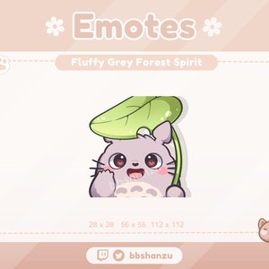 Greet Fluffy Grey Forest Spirit | Twitch Discord Emotes | Twitch Graphics