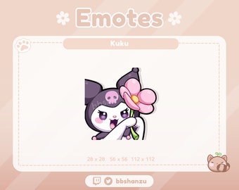 Flower Dark Plush Bunny | Twitch Discord Emotes | Twitch Graphics