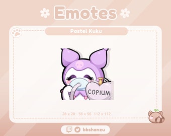Copium Pastel Purple Plush Bunny | Twitch Discord Emotes | Twitch Graphics