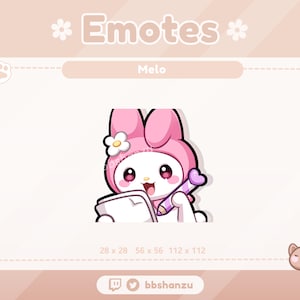 Notes Pink Plush Bunny | Twitch Discord Emotes | Twitch Graphics