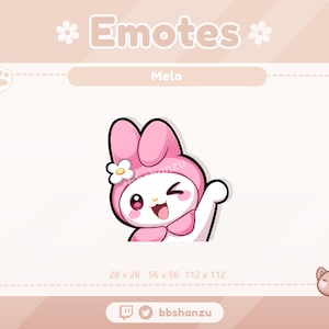 Greet Pink Plush Bunny | Twitch Discord Emotes | Twitch Graphics