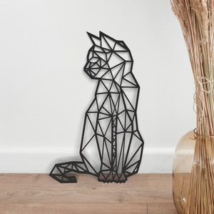 Décoration murale en bois / chat / 68 cm, 46 cm, 33 cm