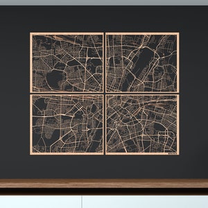 München aus Holz (Edelhölzer) / Stadtkarte aus Eiche oder Walnuss / Hamburg, Berlin, alle Städte möglich