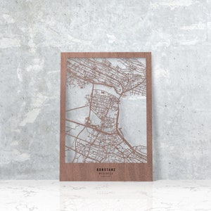 Deine Stadt aus Holz (Eiche & Nussbaum) / Personalisierte Stadtkarte