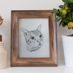 KATZENPORTRAIT Skizze / Bleistiftzeichnung für Tierliebhaber / Handgezeichnete Wandkunst / Trauer für Mama oder Papa