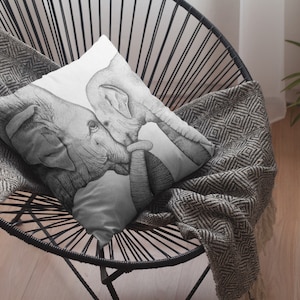 ALMOHADAS DE TIRO DE ELEFANTE / Almohada de animal lindo / Cojín de elefante al aire libre / Cojín moderno / Muebles de jardín / Regalo de amante de los elefantes