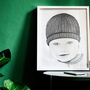 Benutzerdefinierte Baby Portrait Skizze / Bleistift zeichnung / handgezeichnete Wandkunst / Neue Eltern / Trauer trauer für Mama Papa