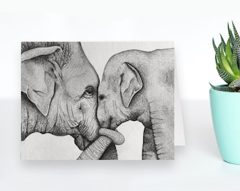 ELEPHANT ANIMAL GREETING Card / Elephant Card / Birthday Card / Elephant Printed Card / Blank Occasion Card / Elephant Gift