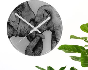 Elephant Art Glass Wall Clock: Indian Nursery Decor