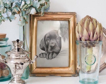 Custom Dog Portrait & Digital File, Pencil Sketch For Animal Lover, Hand Drawn Wall Art, Gift For A Dog Loving Mum or Dad