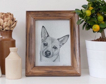 Custom Dog Portrait Drawing, Pencil Sketch For Animal Lover, Hand Drawn Wall Art, Pet Loss Bereavement Memorial Gift For Mum or Dad