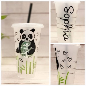 Panda Bear Personalized 24 oz Starbucks, Panda Gift, Panda Lovers, Reusable Starbucks Cup, Unique Gift, Birthday, Personalized Cup, Tumbler