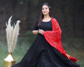 black long anarkali dress
