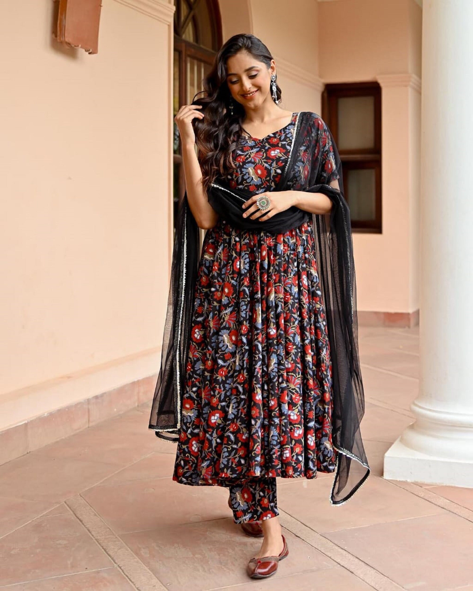 Cotton anarkali cheap frock suit