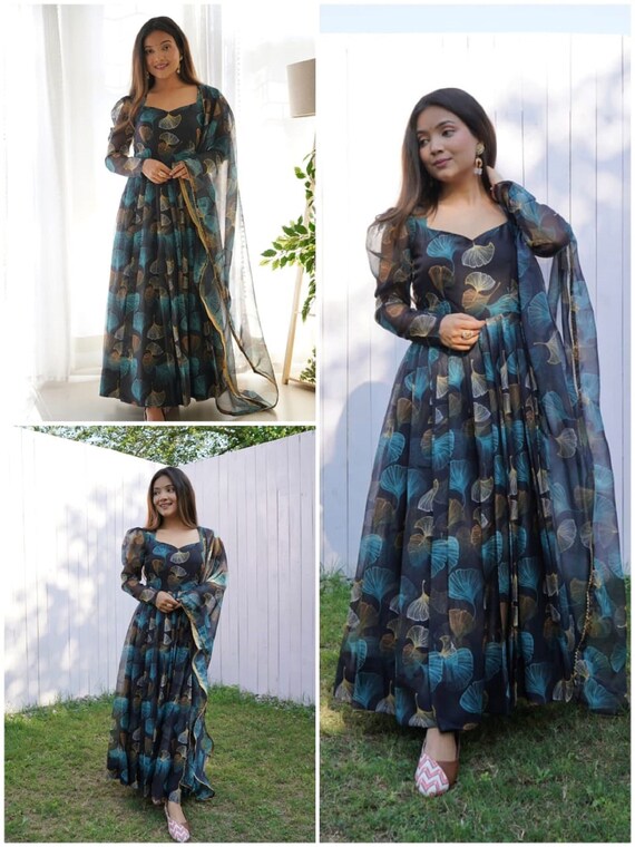 Modern Blue Color Cotton Chiffon Long Sleeves Printed Kurtis For Ladies  Decoration Material: Laces at Best Price in Delhi | Future Fashion