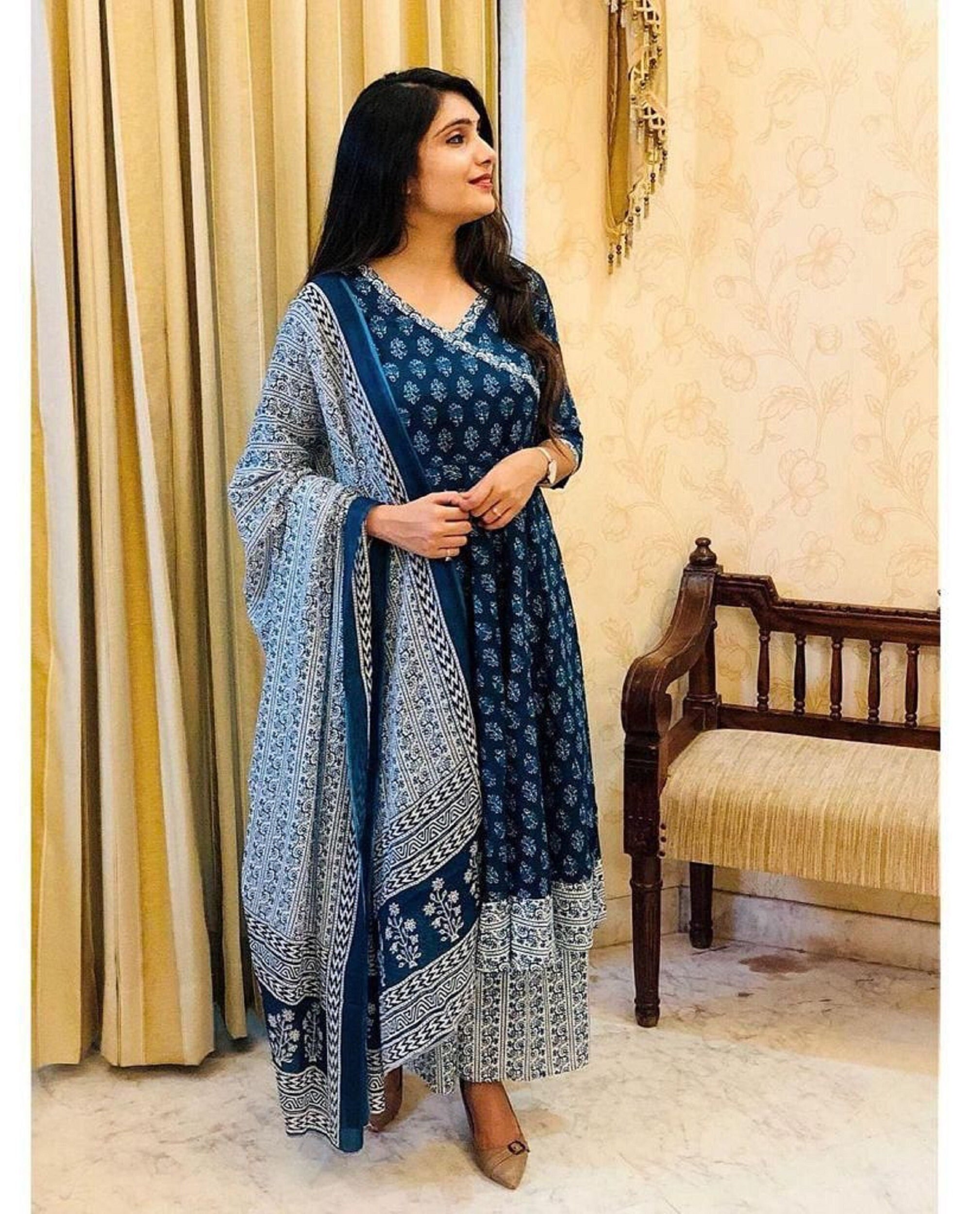 indigo color kurti