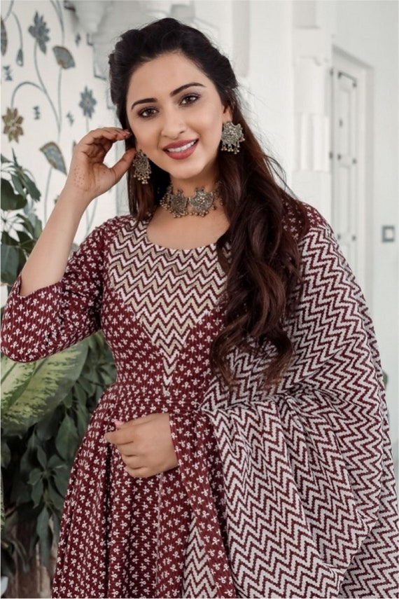 Ladies cotton top frock suit