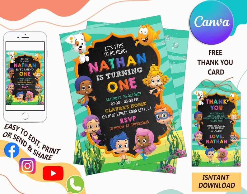 Editable Birthday Party Invitation Digital Invitation Etsy